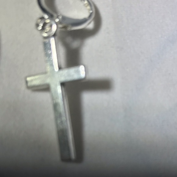 Stainless Steel Silver 1” Cross Earrings - Picture 4 of 4